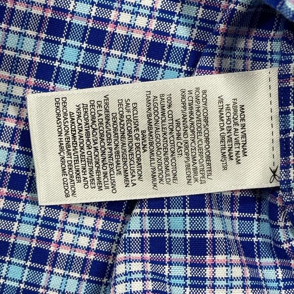 Ralph Lauren 2XLT Blue Pink Plaid Short Sleeve Button Mens Shirt Flesh Pony - Picture 5 of 7